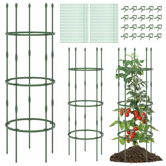 3-pack Garden Trellis 60" Tall Plant Support Stands With Clips And Ties-M {4}