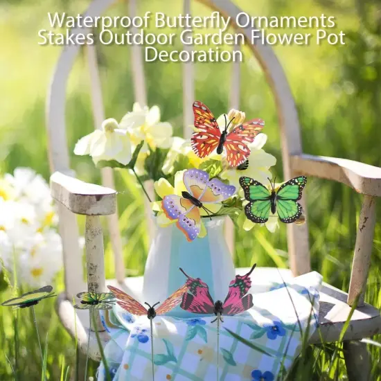 50Pcs Butterfly Stakes Outdoor Yard Planter Flower Pot Bed Garden Decor Yard Art {4}