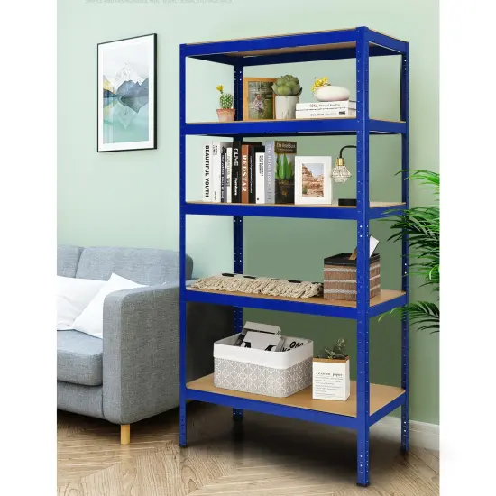 5 Tier Garage Storage Shelf Heavy Duty Steel Rack with Adjustable MDF Shelves for Home and Shop Blue {6}