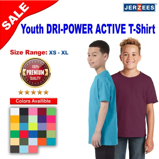 Jerzees&reg; Youth DRI-POWER ACTIVE T-Shirt White {2}