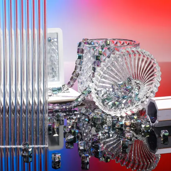 200 PCS Austrian Crystal Cube Beads Green and Pink Square Glass Bead Quartz Loose Seed Beads DIY Bracelet Crystal Beads for Jewelry Making Bracelet Rainbow Necklace Art Crafts (0.24 Inch) {3}