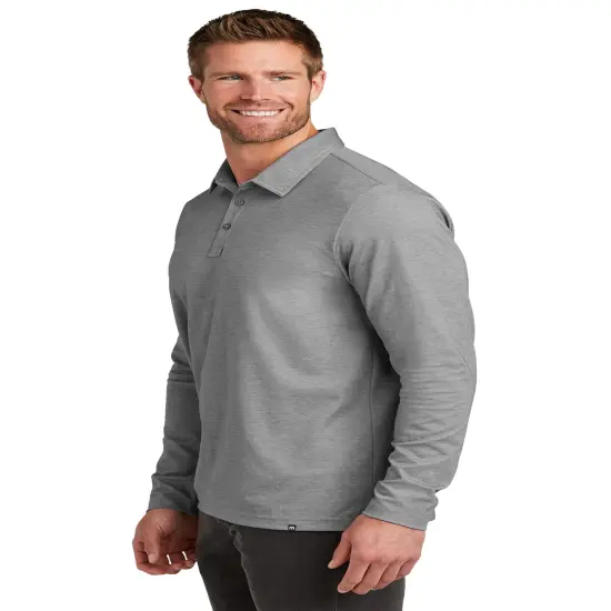 TravisMathew&reg; Oceanside Heather Long Sleeve Polo Quiet Shade Grey {6}