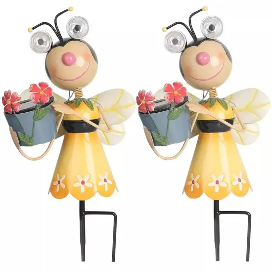 2Pcs Solar Garden Lawn Lights Outdoor Lamp Landscape Bee Lights Arts and Crafts {1}