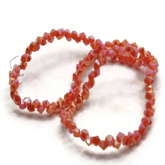 145 3mm Orange Glass Faceted Diamond Shaped Beads Full Strand {5}