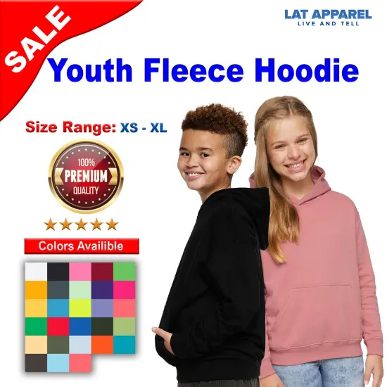 LAT&reg; Youth Long Sleeve Fleece Hoodie Natural heather {2}