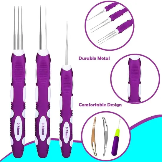 Dreadlocks Crochet Hooks with Ergonomic Handle,0.75Mm Hair Crochet Needle Blue {6}
