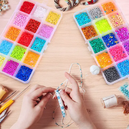 4 Pck Jewelry Organizer, SMALL Transparent Plastic Bead Organizers(15 grids) with Movable Dividers Earring Storage Containers Bead Holders, Size 6.9&times;3.9&times;0.9in {3}