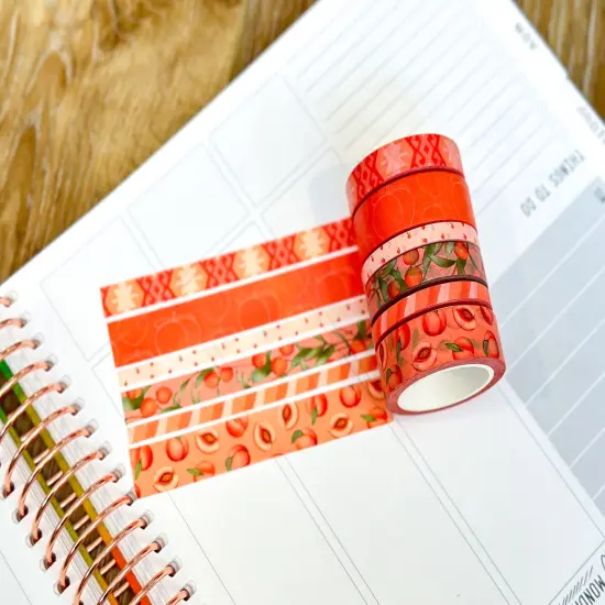 Peaches Orange Cream Peach Colored Spring Washi Tape Set June 2024 - W110 {2}