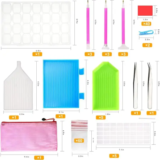 127 Pieces 5D Diamonds Painting Tools and Accessories Kits with Multiple Sizes Painting Pens,Diamond Painting Storage,Tray,Wax for Diamond Painting Art (127 Pieces) {3}