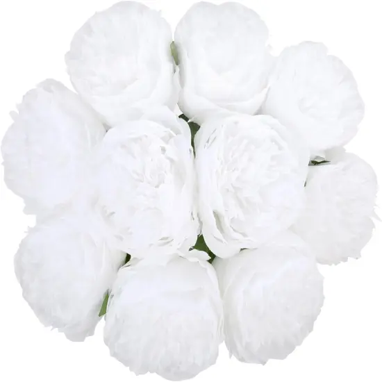10Heads Artificial Peony Silk Flowers for Home, Wedding, and Party Decor Pure white {1}