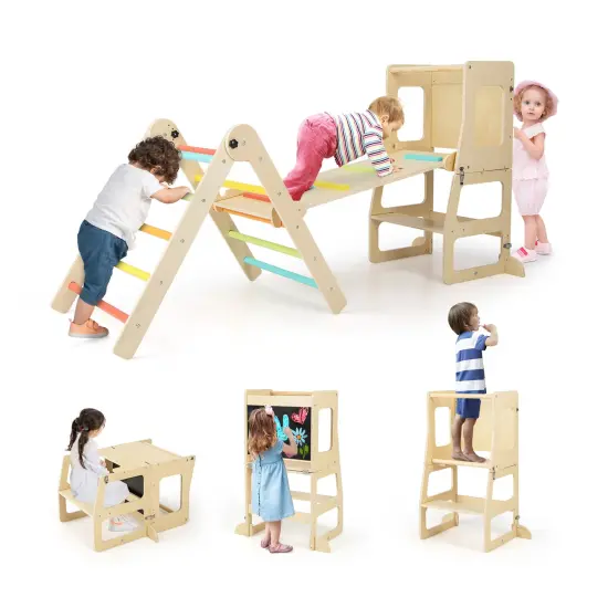 7-in-1 Toddler Climbing Toy Connected Table And Chair Set Multi Color {3}