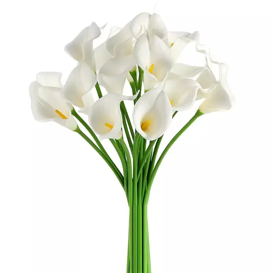 20 Artificial Calla Lily Flowers Real Touch Latex Bouquet {1}