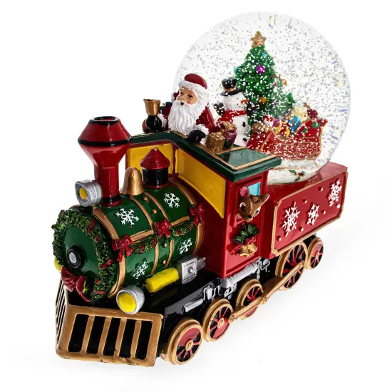 Santa Train Express Delivering Tree Musical Water Globe {6}