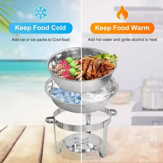 1-Pack Chafing Dish Buffet Set Catering Food Warmer 5 Quart Round Chafing Dishes {3}