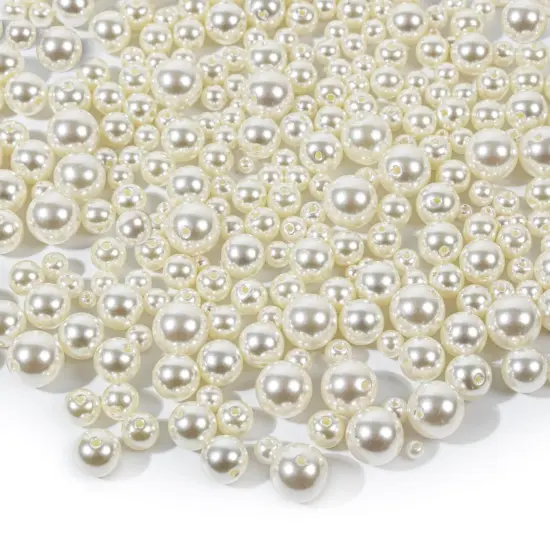 800 Pieces Ivory Pearl Craft Beads Loose Pearls for Jewelry Making, Crafts, Decoration and Vase Filler (Assorted Sizes) {1}