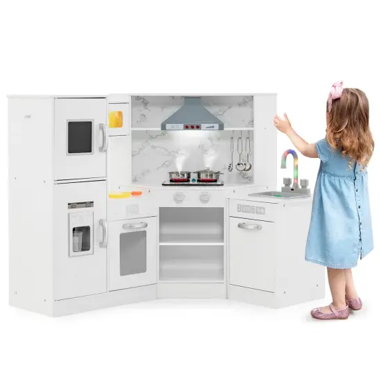 Kids Corner Pretend Kitchen Playset With Separated Washing Basin White {3}