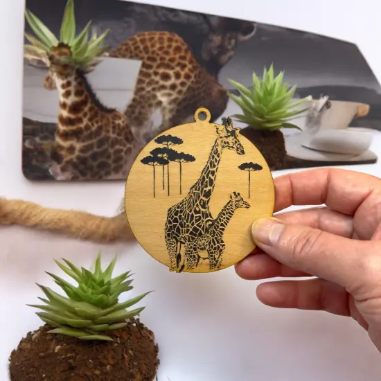 Ornament - Black - Giraffe and Baby {4}