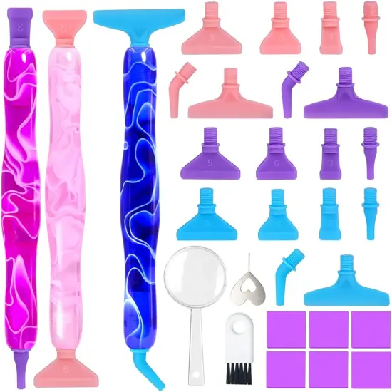 5D Diamond Painting Drill Pen, Rhinestone Gem Picker Tool Kit for Adults & Nail Art Bright blue&pink&pur {1}