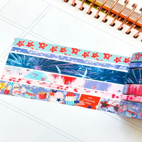 4th Of July Red White & Blue BBQ Party Stars Stripes Washi Tape Set July 2024 - W111 {5}