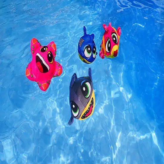 Swim Central Set of 4 Pink and Yellow Fish Splasher Bombs Outdoor Pool Game 5" {3}