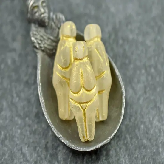 *6* 21x10mm Gold Washed Matte Crystal Goddess Beads {3}