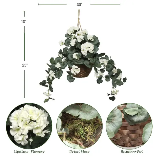 30-Inch White Silk Geranium Plant with Lifelike Appearance for Home and Office D&eacute;cor | Vibrant Artificial Flower Arrangement | Floral Home by Artificial Flower {5}