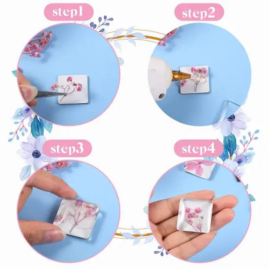 72 PCS Craft Magnets Glass Ceramic Ferrite Magnet with Adhesive Backing and Transparent Clear Glass Cabochons for DIY Craft Fridge Refrigerator Magnets Pendants(Square,1.2 Inch) {6}