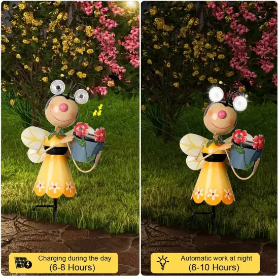 2Pcs Solar Garden Lawn Lights Outdoor Lamp Landscape Bee Lights Arts and Crafts {5}