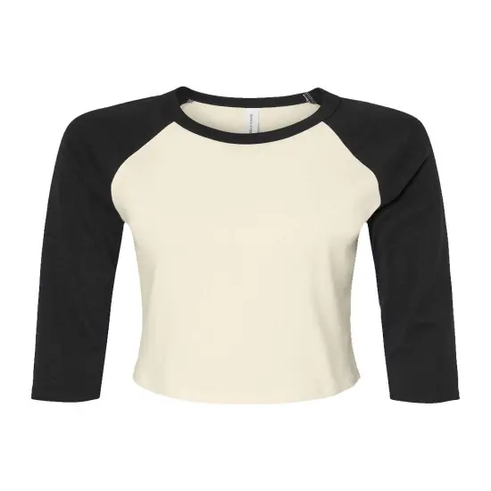 BELLA + CANVAS&reg; Women's Micro Rib Three-Quarter Raglan Baby Tee Natural/ Black {1}