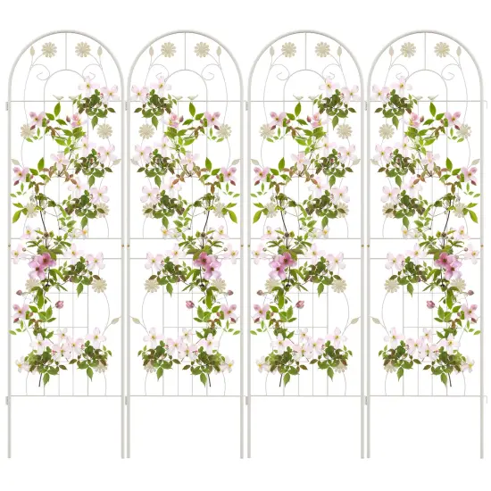 4 Pack 71 X 20 Inches Metal Garden Trellis For Climbing Plants White {3}