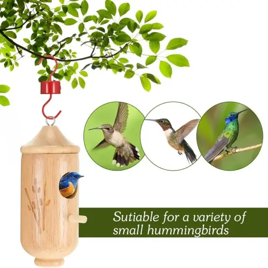 Hummingbird House Natural Wooden Hummingbird Nesting Houses for Gardening Decor {2}