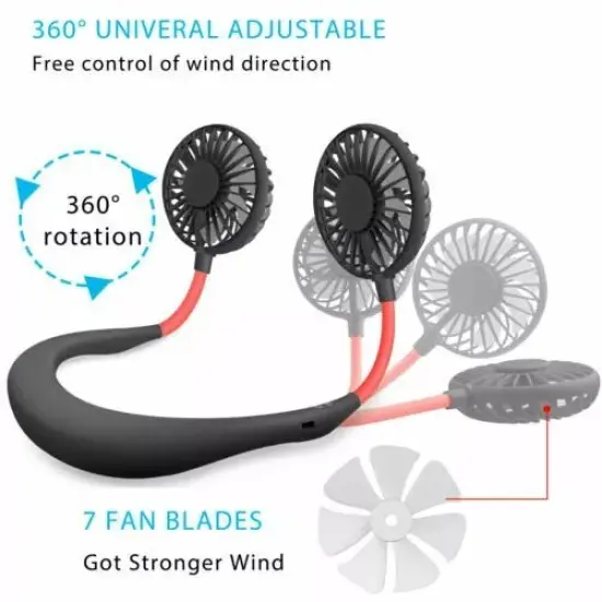 LED Color Portable Rechargeable Neckband Sport Lazy Neck Hanging Cooling Fan {2}