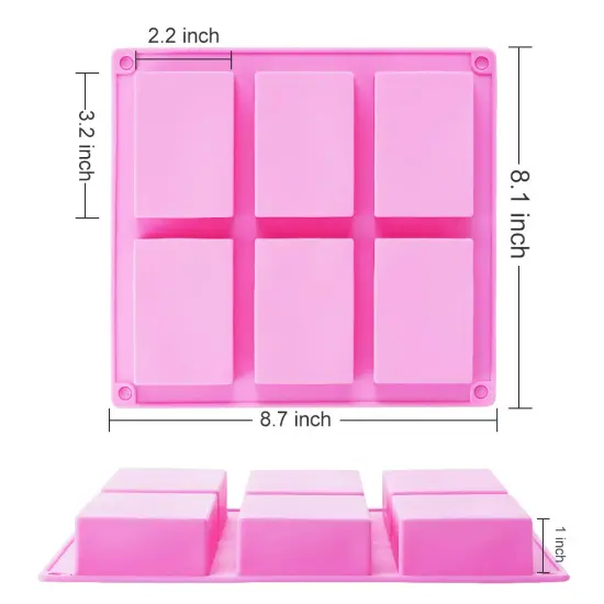 3 Pck Silicone Soap Molds(Blue & Pink & Green), 6 Cavities Silicone Baking Mold DIY Handmade Soap Making, Muffin, Loaf, Brownie, Cornbread and More {6}