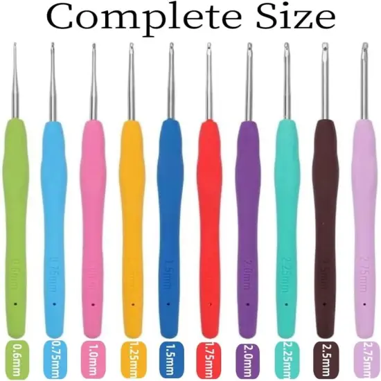 10Pcs Crochet Hooks Set,Small Crochet Hooks,Lace Crochet Hooks Set,Ergonomic Handle Lace Crochet Hooks Set for Arthritic Hands (0.6Mm-2.75Mm) Purple {3}