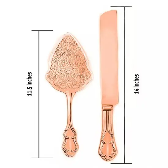Strova Rose Gold Wedding Cake Knife and Server Set | Vintage Bride Utensils {3}