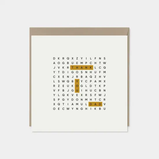 Thank You Dad Word Search Father's Day Card {6}