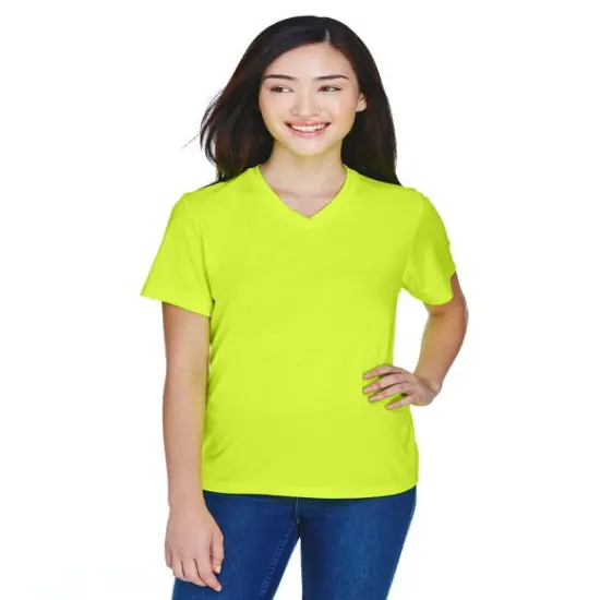 Team&reg; Ladies Zone Performance V-Neck Short Sleeve T-Shirt Desert Khaki {4}