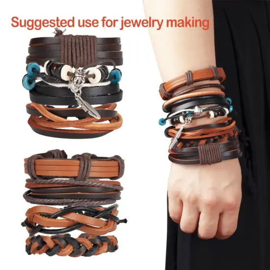 5 yards 3 mm Flat Genuine Leather Strip Cord Braiding String Dark Brown Espresso (5 Yards) {4}