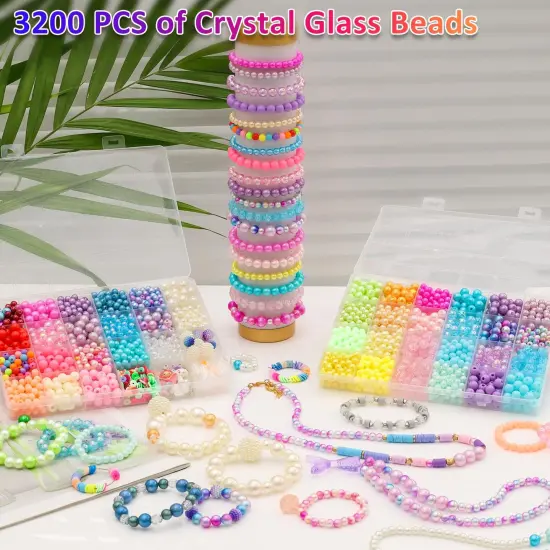 1800 Pieces 8mm and 6mm，32 Colors Multicolor Pearl Beads Loose Pearls for Crafts with Holes for Jewelry Making, Small Pearl Filler Beads for Crafting Bracelet Necklace Earrings {3}