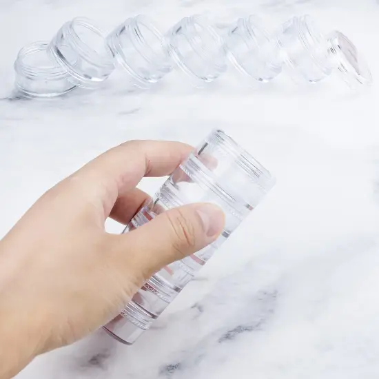 6 Sets 6 Layer Stackable Plastic Containers, 10G/10ML Clear Cosmetic Storage Box Round Organizer Jars for Beads, Buttons, Small Jewelry Findings {6}