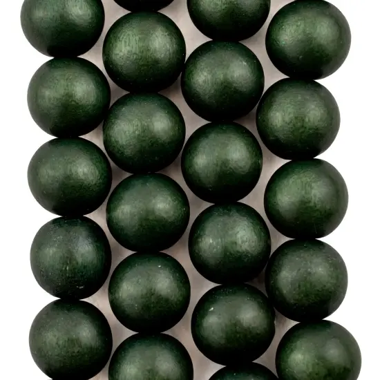 The Bead Chest Natural 14mm Wooden Beads in Green - Olive for Jewelry Making &ndash; Round Loose Wood Spacer Beads I Approximately 30 Beads {4}