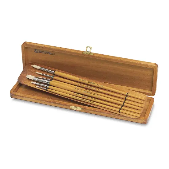 Escoda Chungking Bristle Brush - Set of 6, Round and Flat {1}