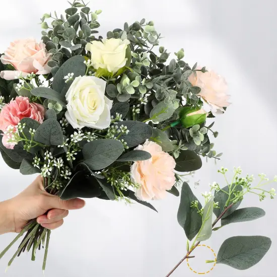 60 Pcs Mixed Eucalyptus Stems with White Seeds &ndash; Perfect for Bouquets, Wreaths, and Decorations {3}