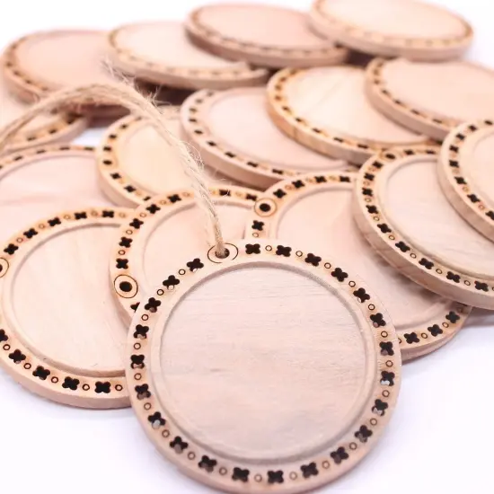 20 Pieces 2.16 inches Natural Wood Slices Craft Unfinished Wood kit Predrilled with Hole Wooden Circles for DIY Crafts Wedding Decorations Christmas Ornaments Arts Wood Slices {1}