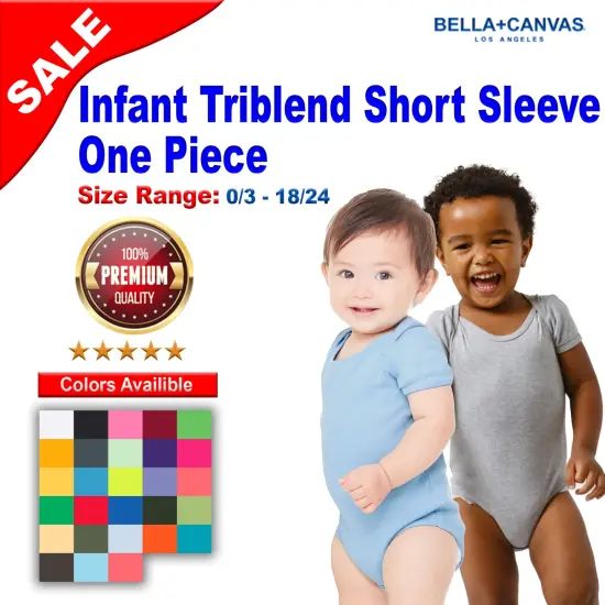 BELLA + CANVAS&reg; Infant Triblend Short Sleeve One Piece Peach Triblend {2}