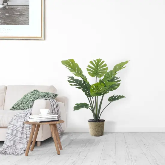 36-Inch Split Leaf Philodendron Plant in Decorative Pot | Lifelike Indoor Foliage for Home and Office D&eacute;cor | Easy Care, Low-Maintenance Greenery | Floral Home by Artificial Flowers {2}