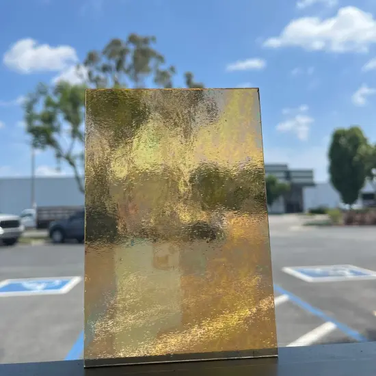 Wissmach COE 96-11LUM Honey Transparent Luminescent Fusible Glass Sheet {3}