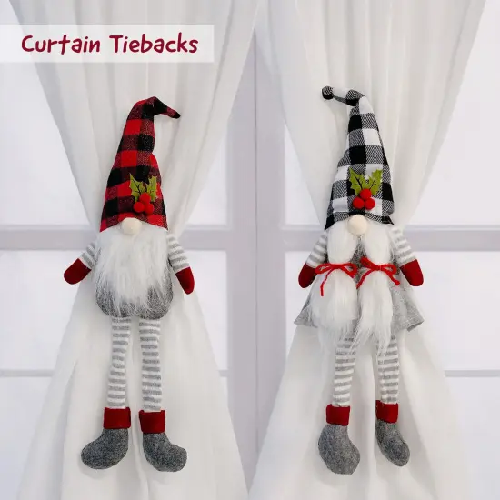 Wrapables Mr and Mrs Christmas Gnome Curtain Tiebacks, Christmas Ornaments Home Decor Window Decorations (Set of 2) {1}
