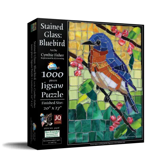 Sunsout Stained Glass Bluebird 1000 pc Jigsaw Puzzle 70716 {3}