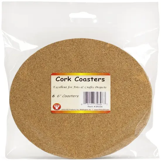 Hygloss Cork Coasters 6/Pkg-6" Round {1}